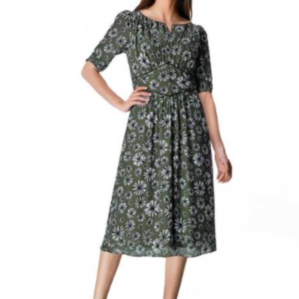 Wayward Francies eShakti Custom Dress Faux Button Waist Floral Print Size M-10P